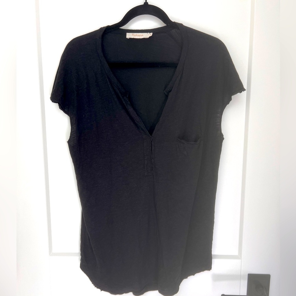 RABENS SALONER - Black Slub T-Shirt - M - (44-inch bust)